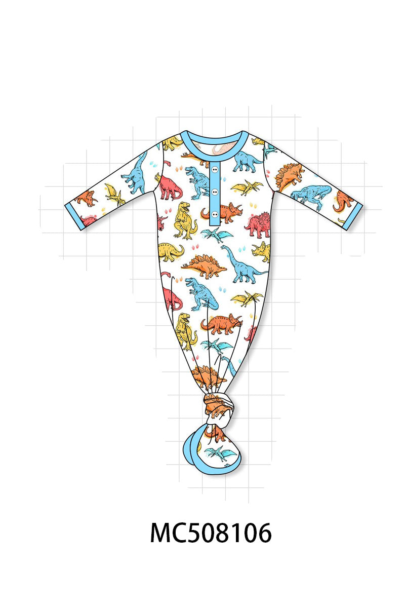 PO64 Blue dinosaur print bamboo pajamas collection