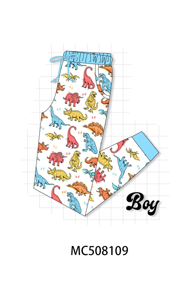 PO64 Blue dinosaur print bamboo pajamas collection