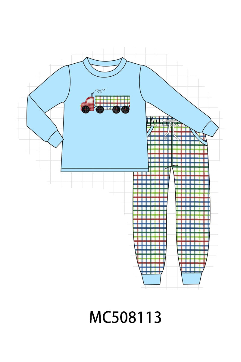 PO64 Blue truck embroidery collection