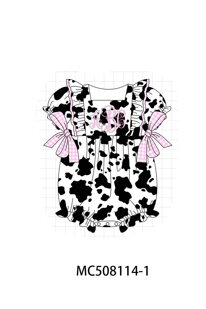 PO64 Black cow print monogram embroidery collection