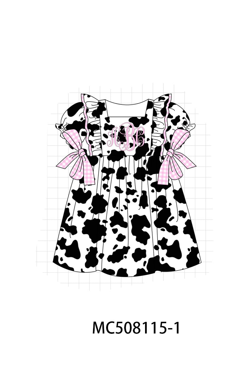 PO64 Black cow print monogram embroidery collection