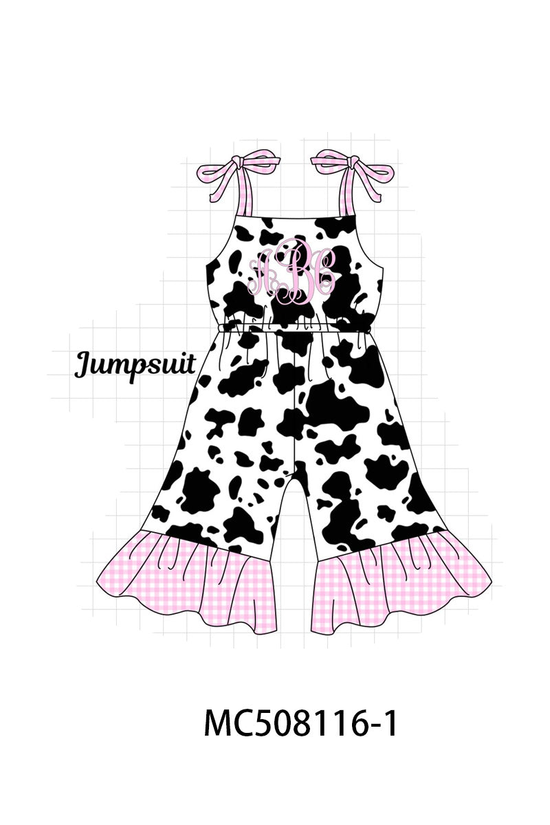 PO64 Black cow print monogram embroidery collection