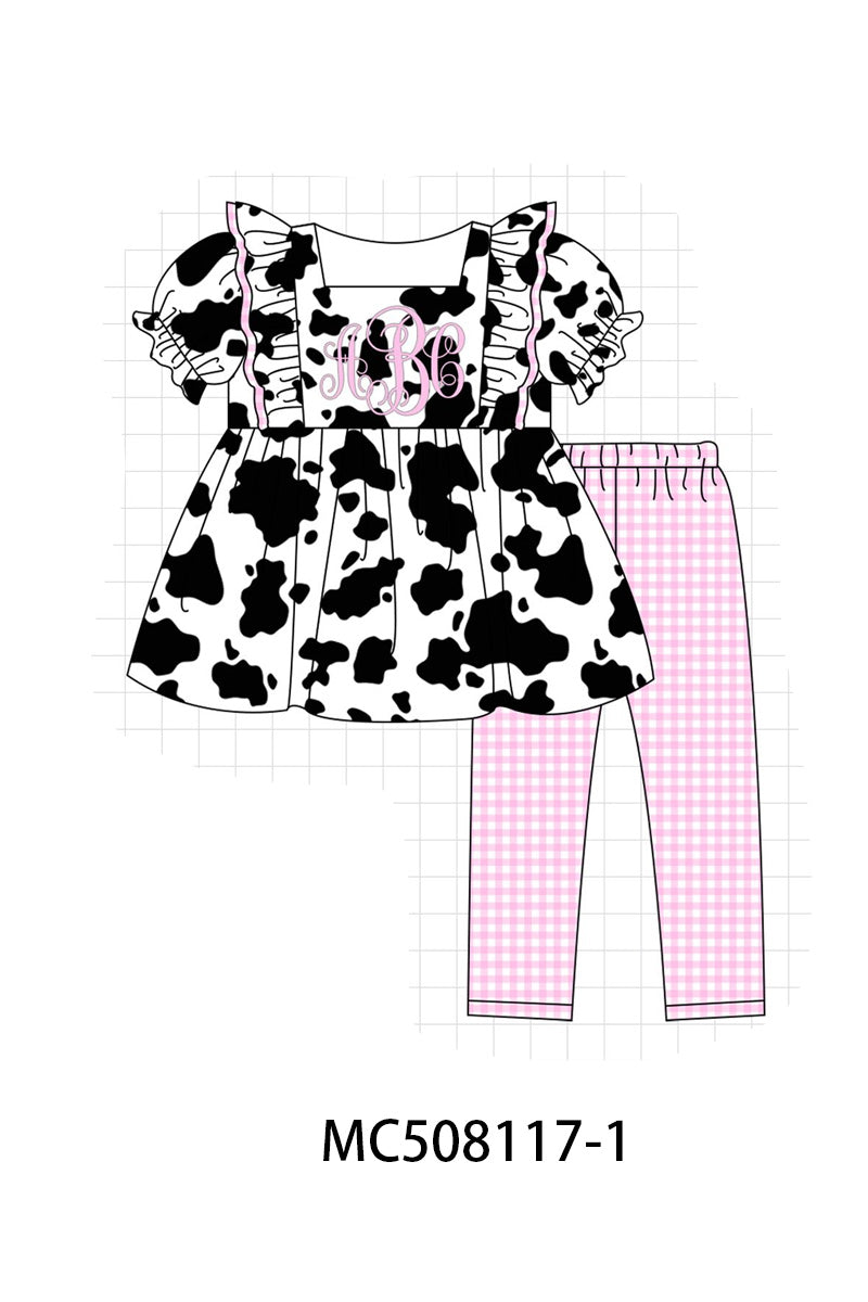 PO64 Black cow print monogram embroidery collection