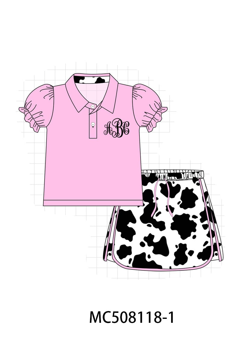 PO64 Black cow print monogram embroidery collection