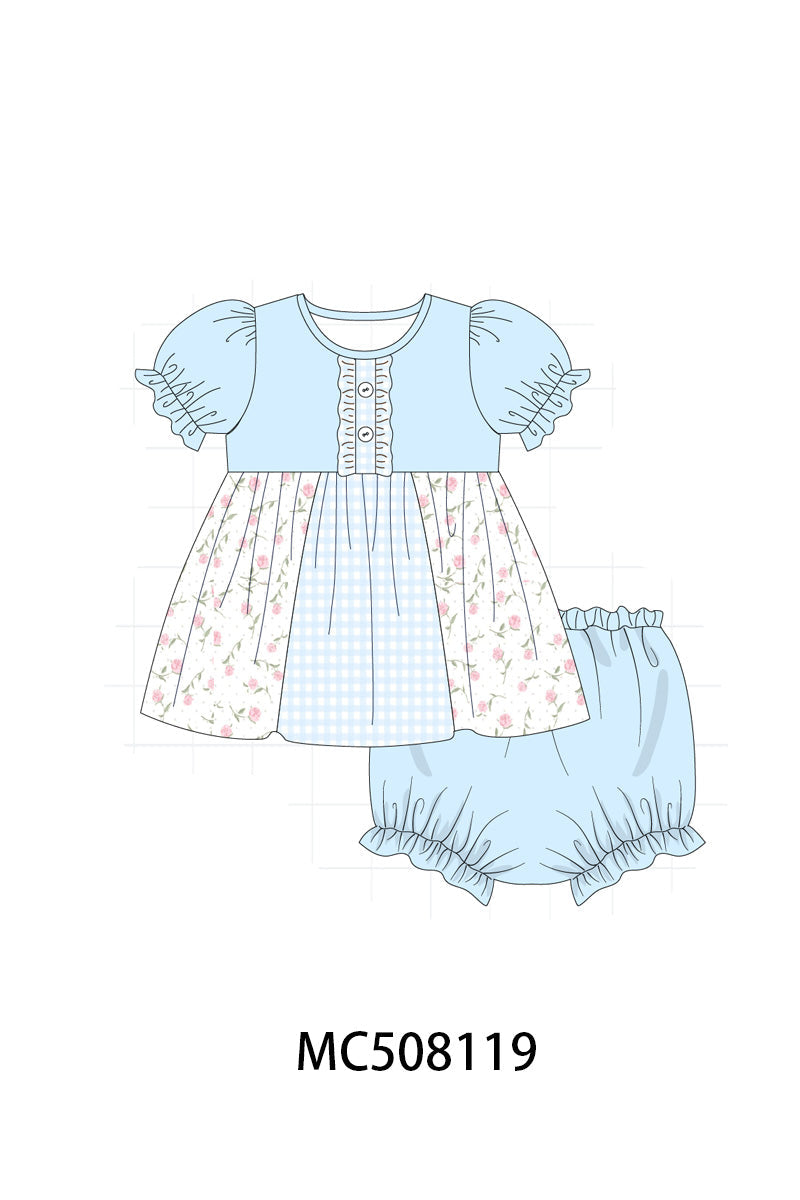 PO64 Blue floral print ruffle collection