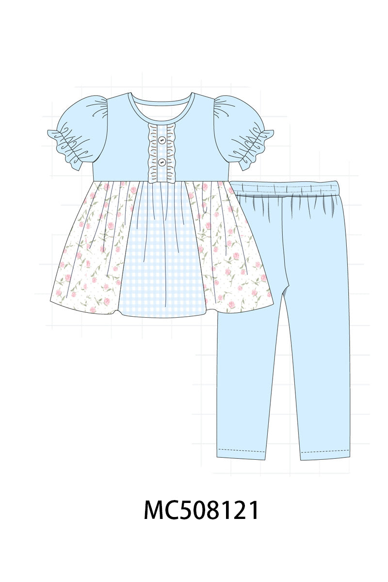 PO64 Blue floral print ruffle collection
