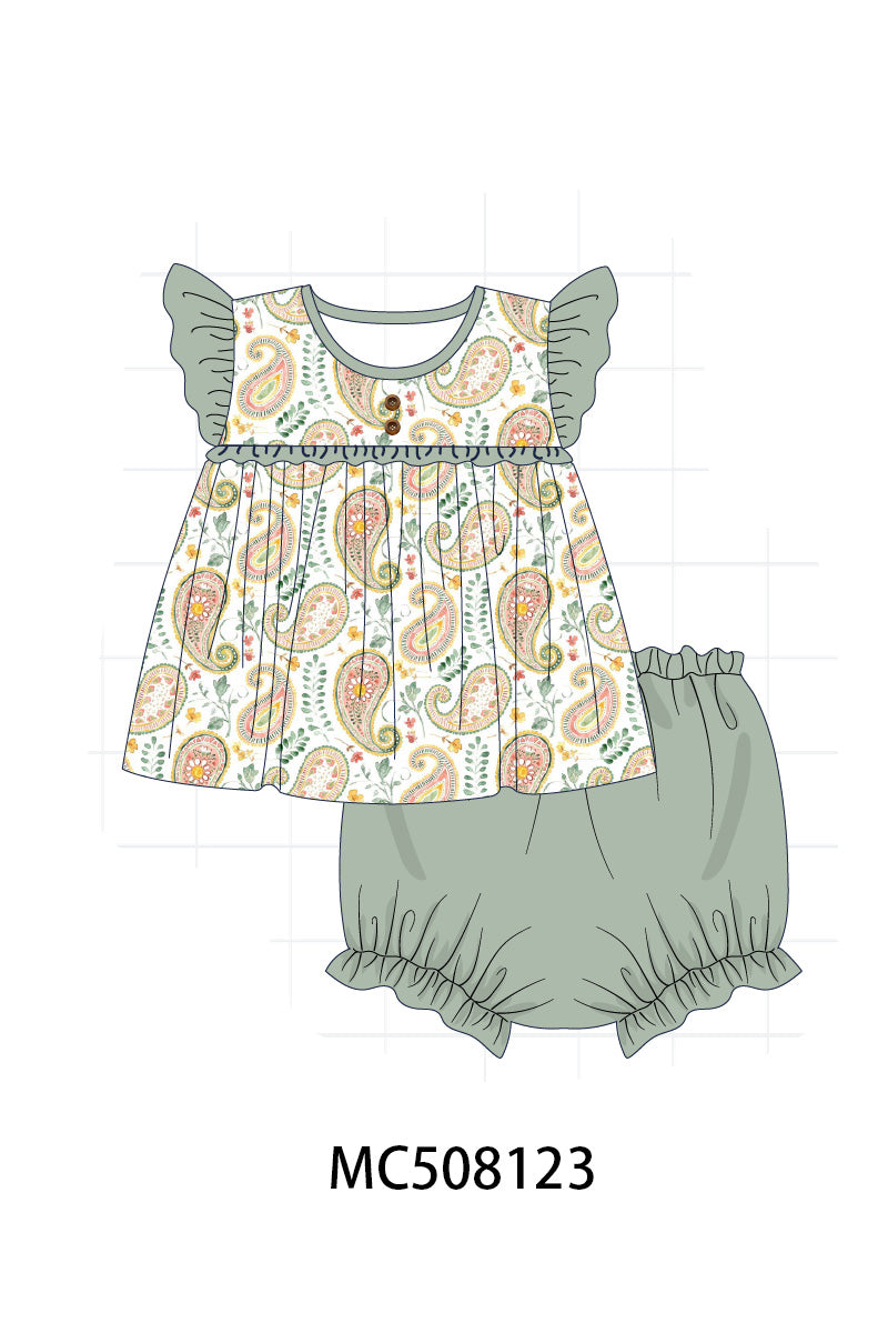 PO64 Sage paisley floral print stripe collection