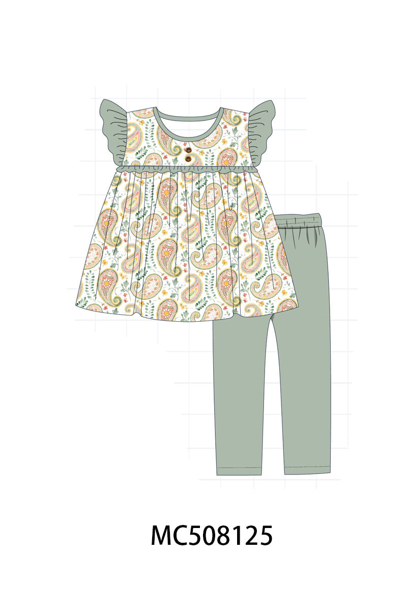 PO64 Sage paisley floral print stripe collection