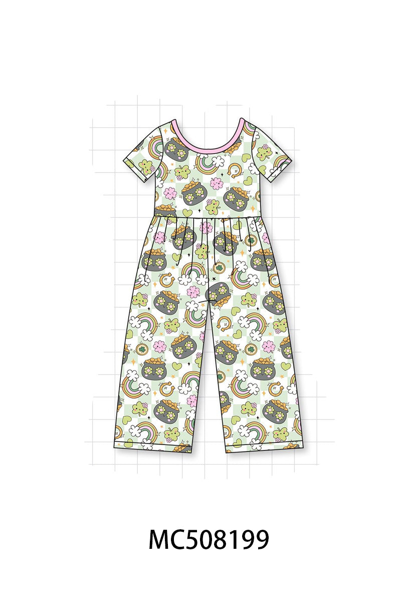 PO64 Pink rainbow clover checkered bamboo collection