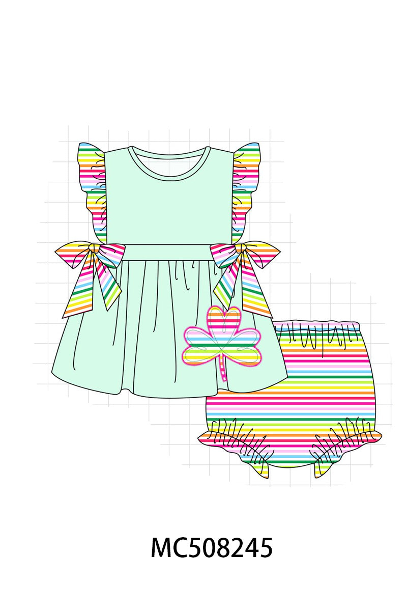 PO64 Green clover applique rainbow stripe collection
