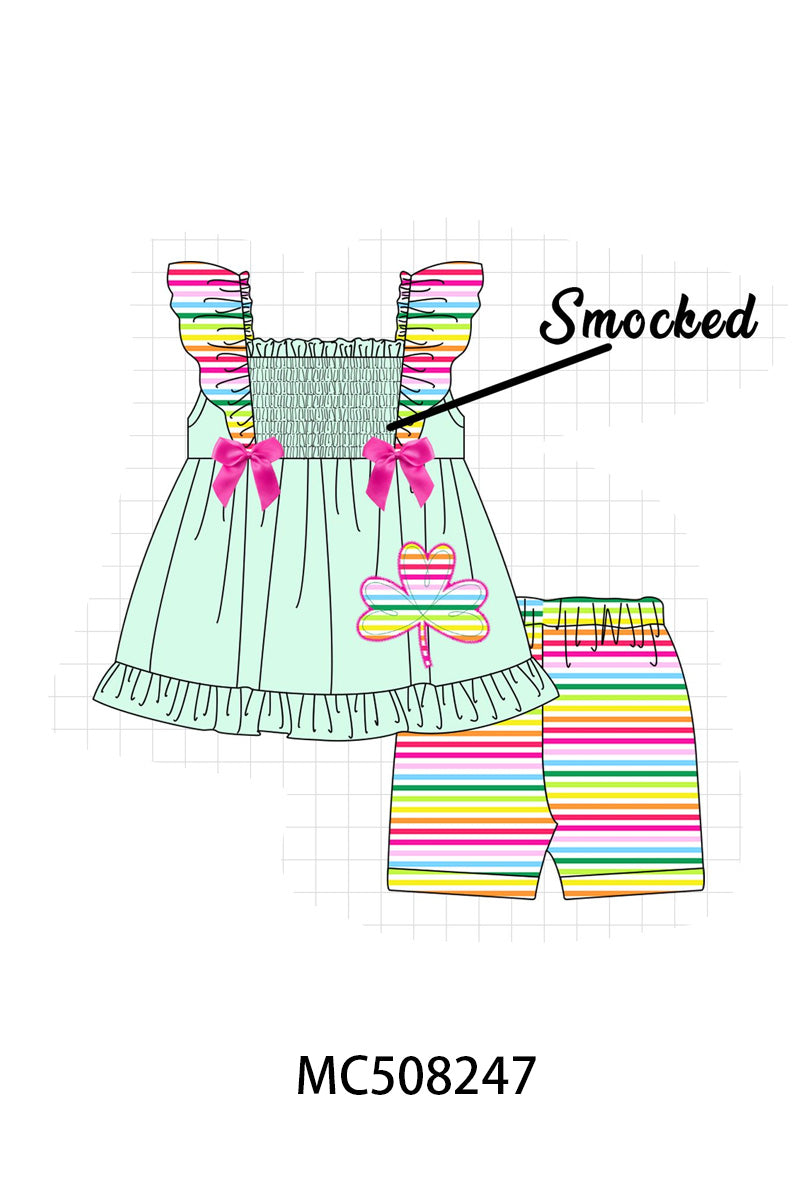 PO64 Green clover applique rainbow stripe collection