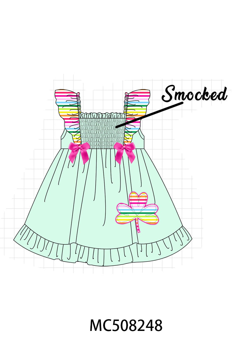 PO64 Green clover applique rainbow stripe collection