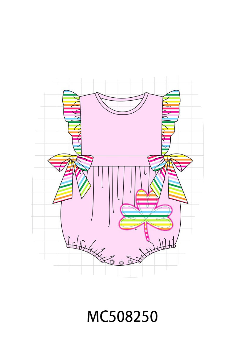 PO64 Pink rainbow clover applique stripe collection