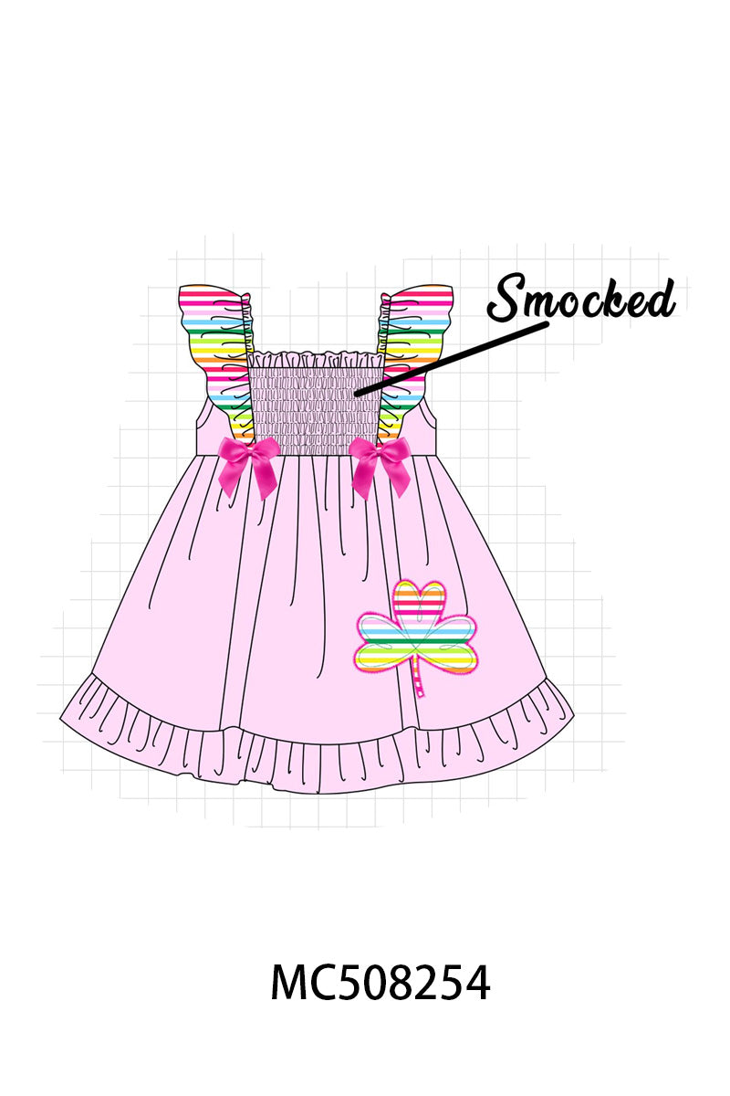 PO64 Pink rainbow clover applique stripe collection