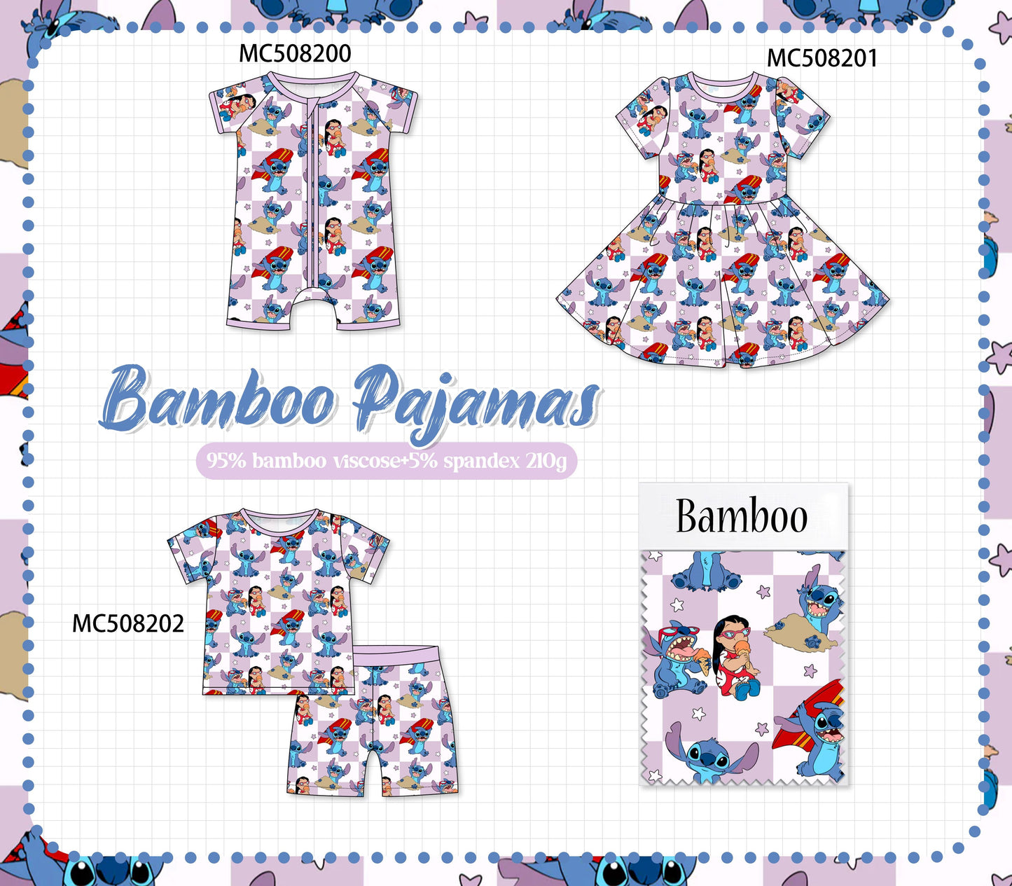 PO64 Purple character checkered bamboo collection