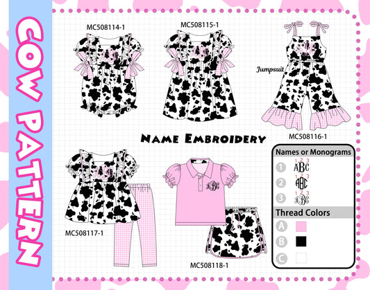 PO64 Black cow print monogram embroidery collection