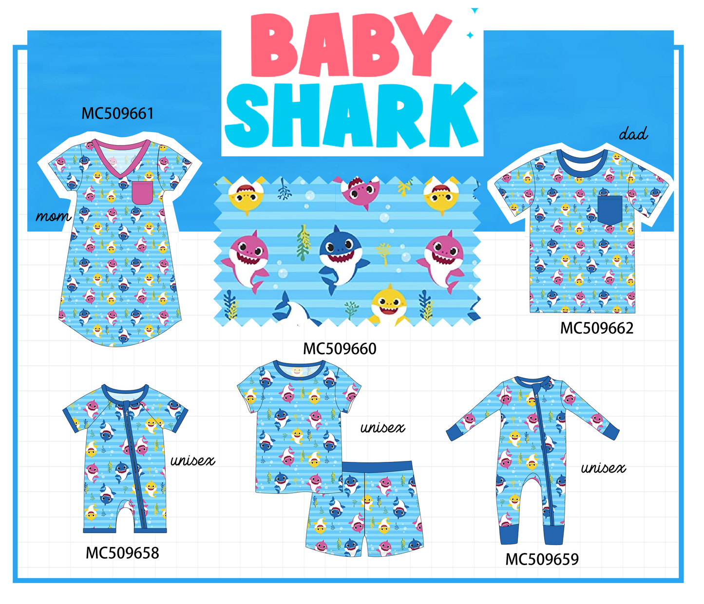 PO68 Blue baby shark print collection