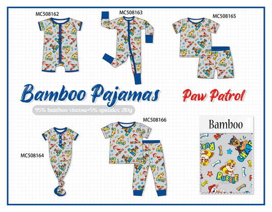 PO64 Blue character print bamboo pajamas collection