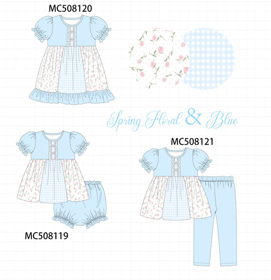 PO64 Blue floral print ruffle collection