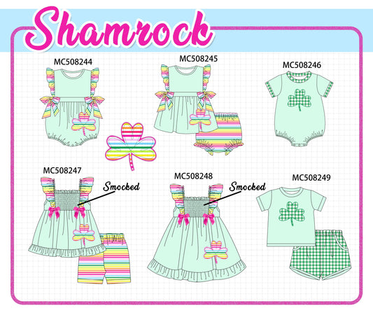 PO64 Green clover applique rainbow stripe collection