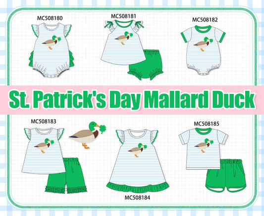 PO64 Green duck clover applique stripe collection
