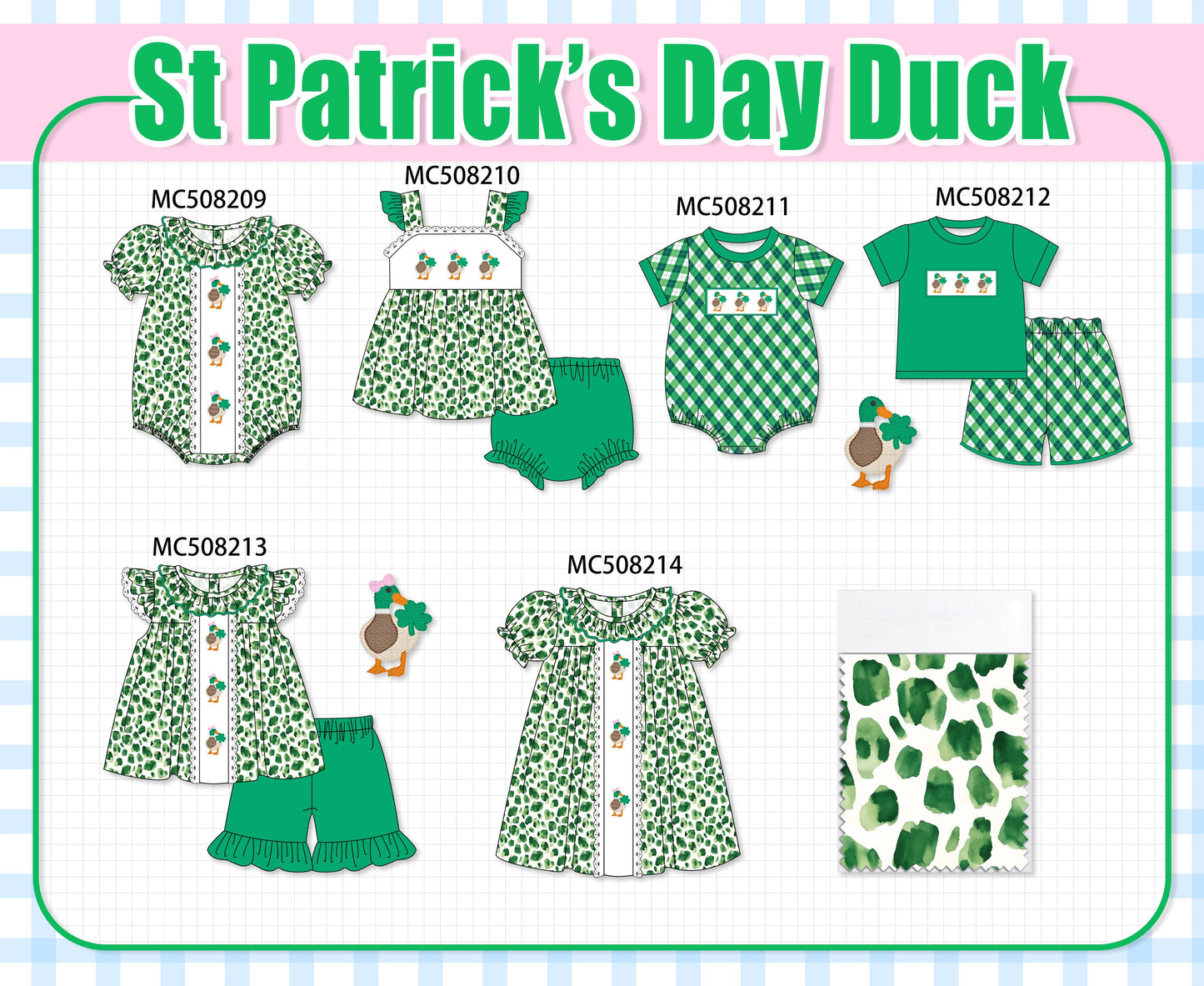 PO64 Green duck clover embroidery collection