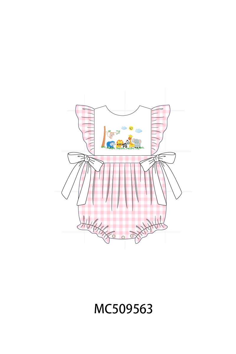 PO68 Pink zoo embroidery gingham collection