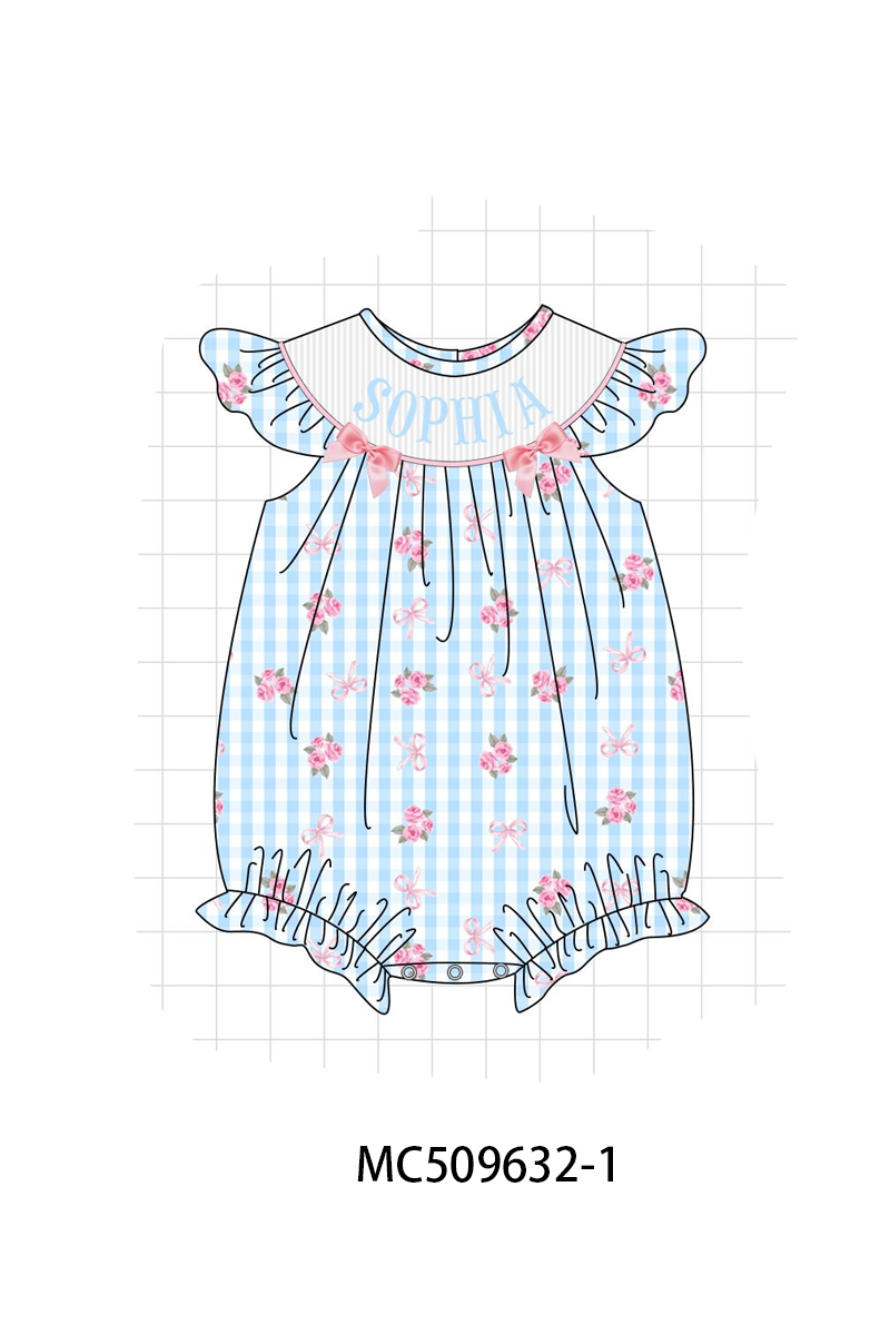 PO68 Blue monogram smocked gingham collection
