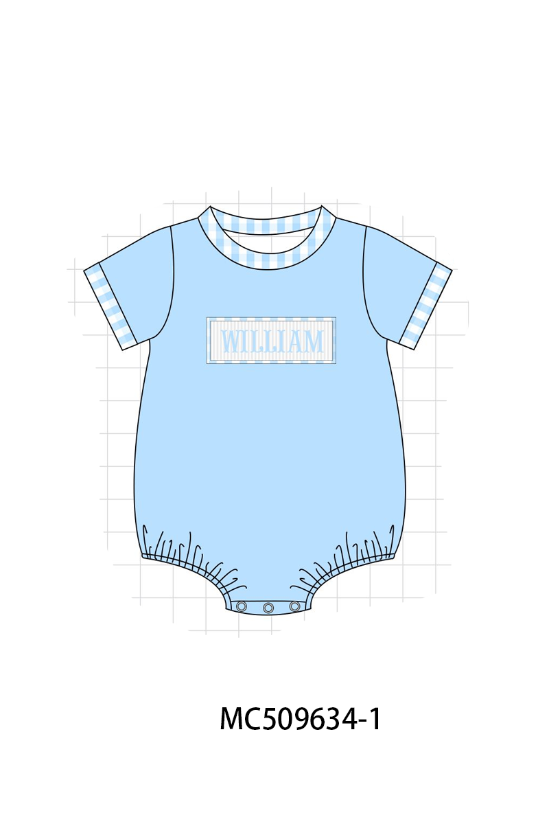 PO68 Blue monogram smocked gingham collection