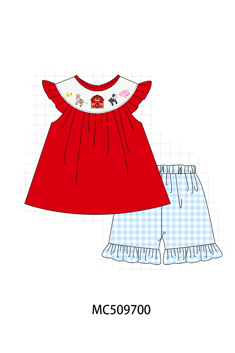 PO68 Red farm smocked collection