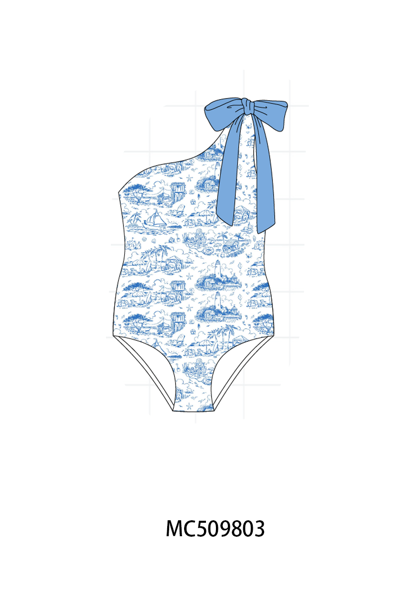PO68 Blue beach sea mama's girl smocked collection