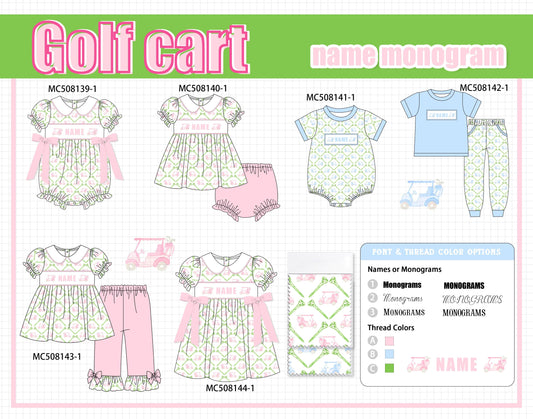 PO64 Pink gofl cart monogram embroidery collection
