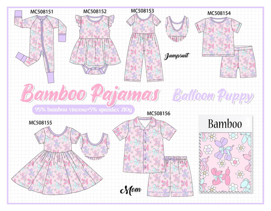 PO64 Pink balloon puppy print bamboo collection