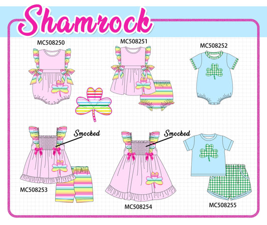 PO64 Pink rainbow clover applique stripe collection