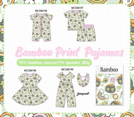 PO64 Pink rainbow clover checkered bamboo collection