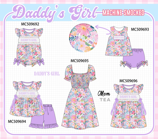 PO68 Purple floral DADDY'S GIRL smocked collection