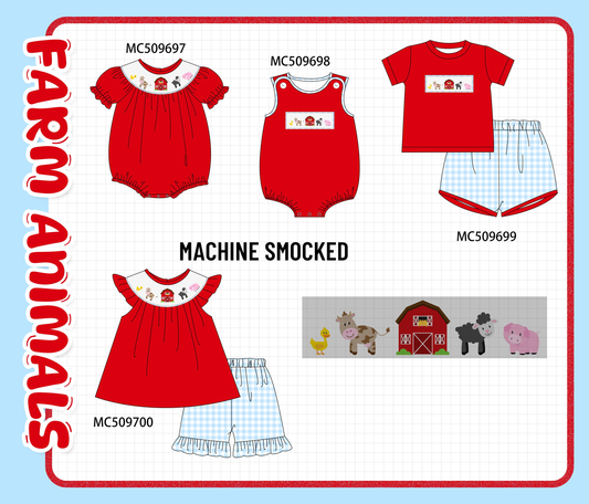 PO68 Red farm smocked collection