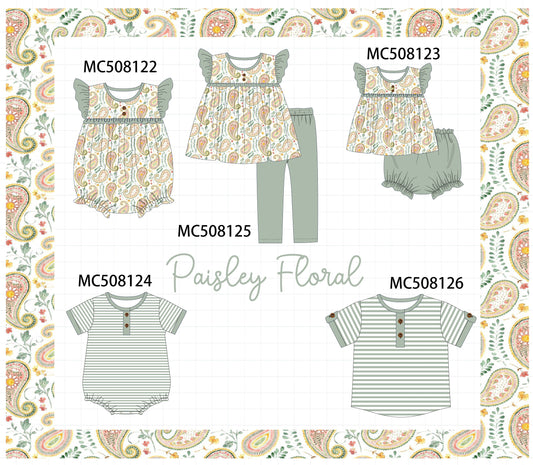 PO64 Sage paisley floral print stripe collection